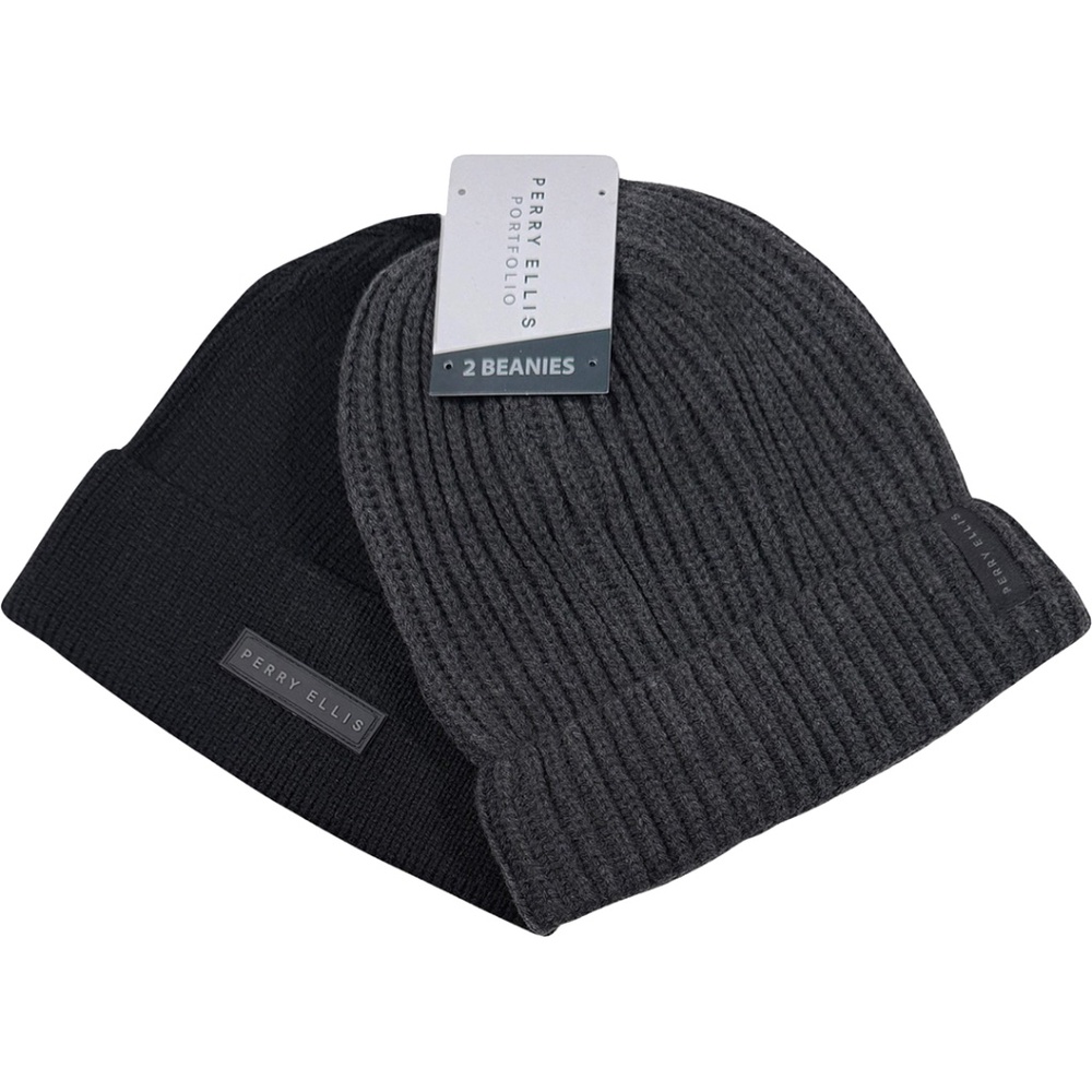Perry Ellis Portfolio Beanie Set (2-Pack) - NWT Mens One Size‎ - #45814-M7